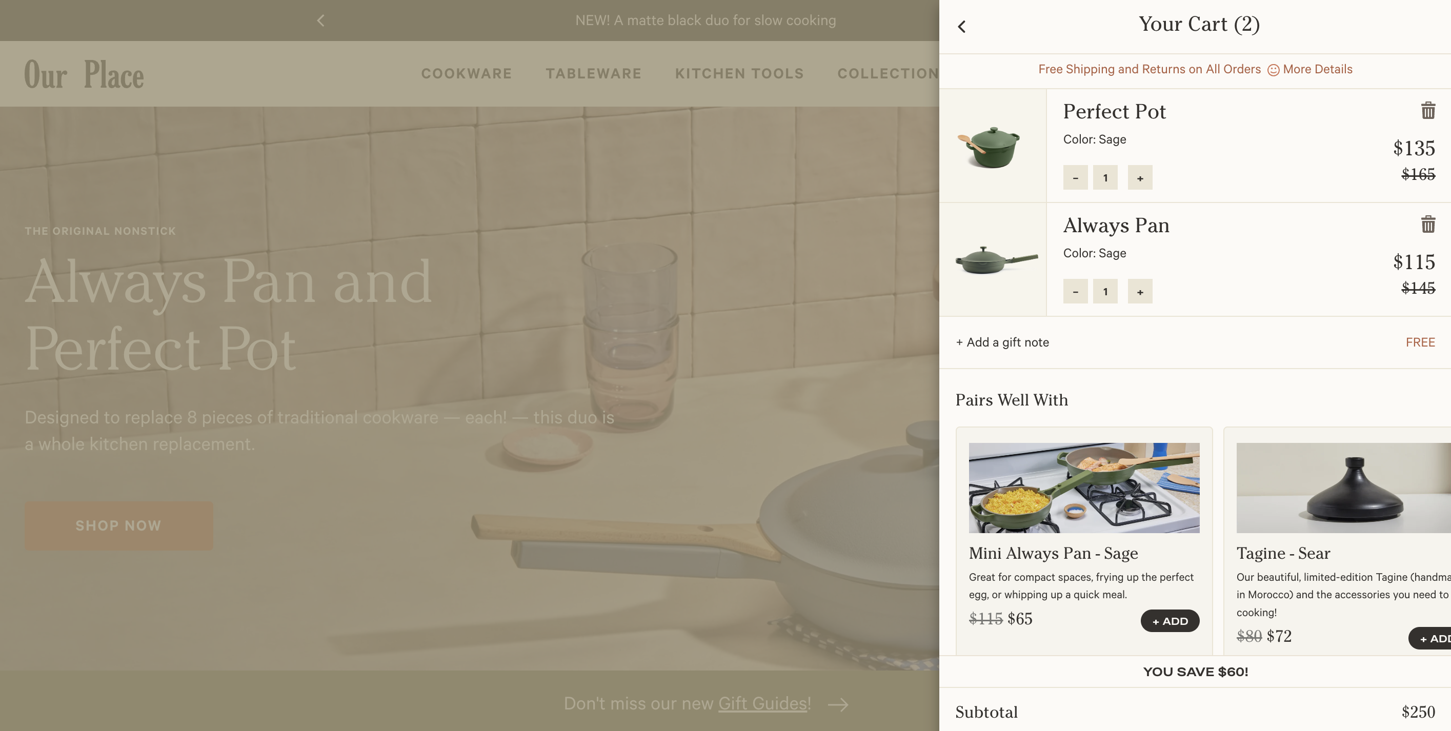 Our place website personalization example