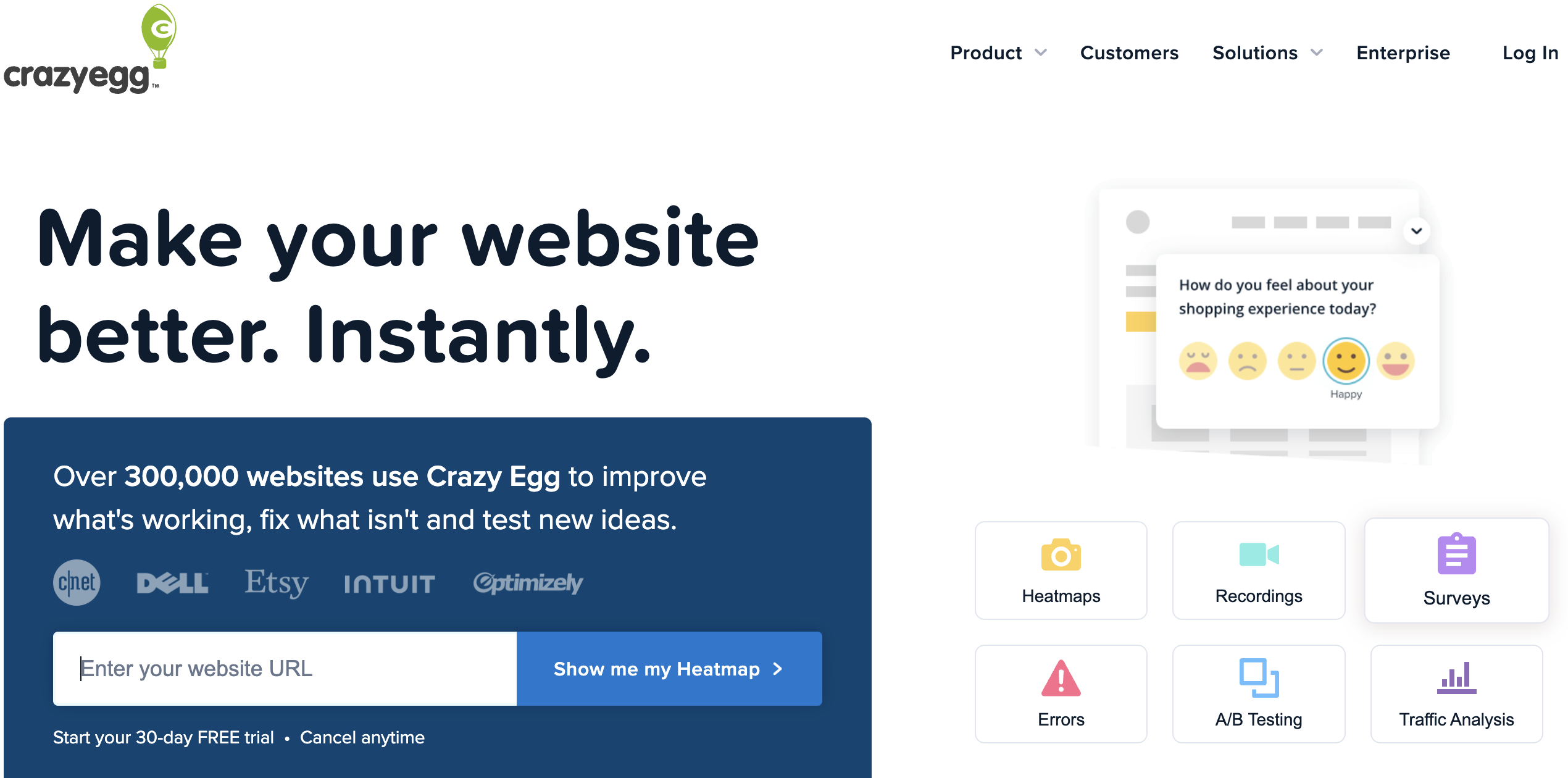 CrazyEgg landing page optimization tool