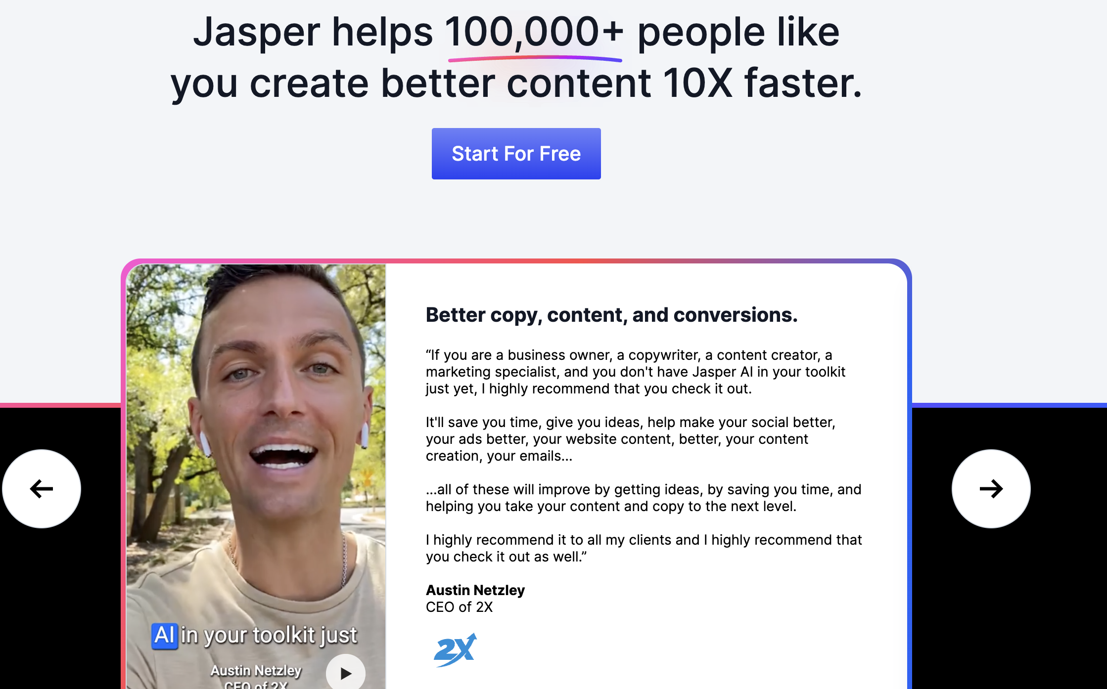 Landing page with social proof