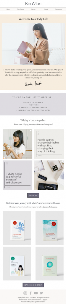 KonMari welcome email