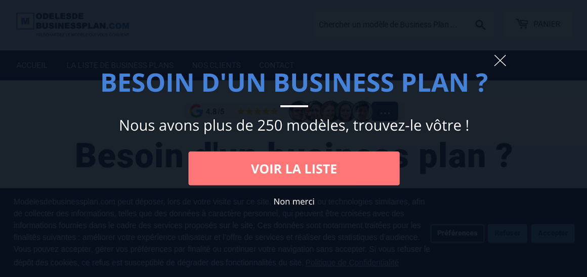 Modèles de business plan fullscreen message