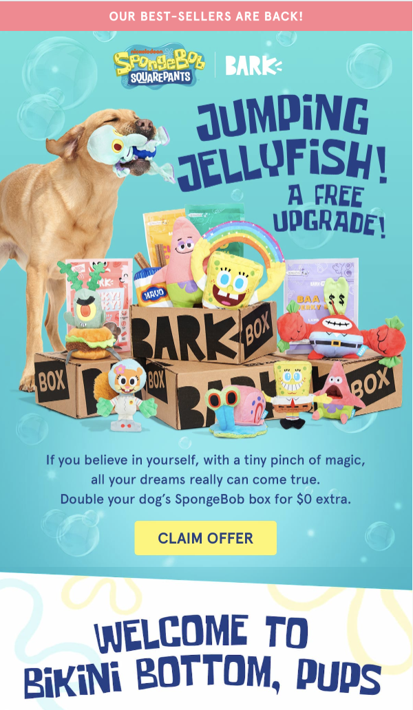 BARK Spongebob's email, which is really colorful and convincing