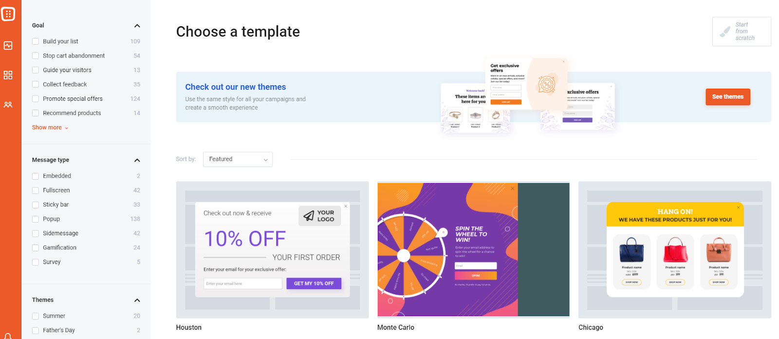 OptiMonk popup templates: exit popup, survey popup, and more for your store