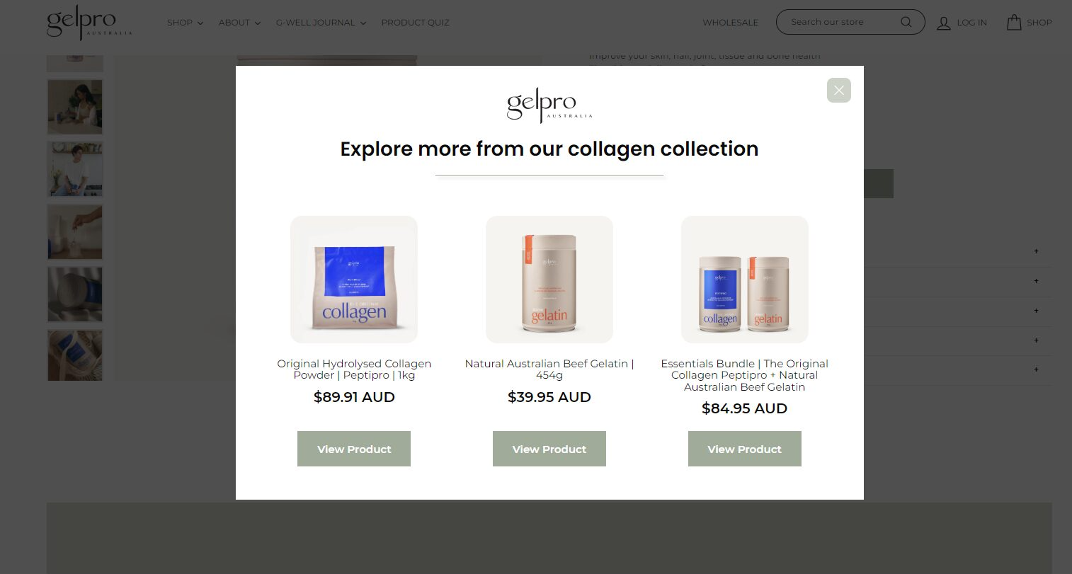 Cross-sell popup example with OptiMonk popup
