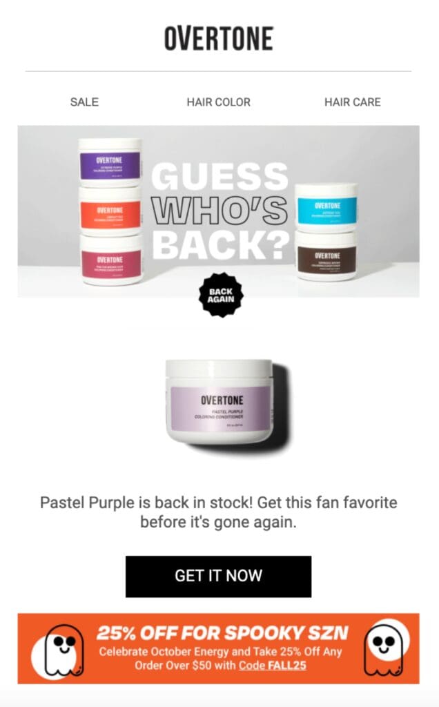 Overtone excels at lifecycle marketing.