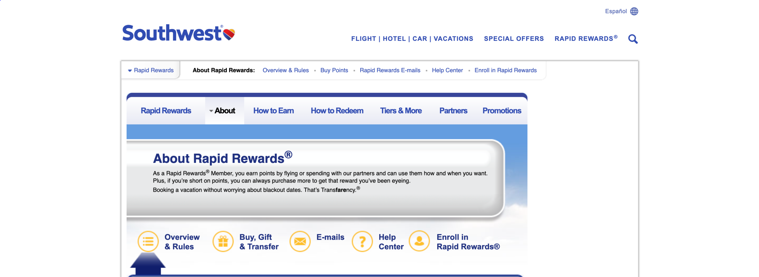 Southwest's rapid rewards