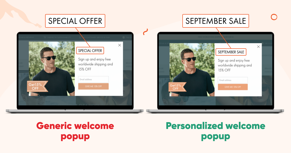 Create personalized email capture pop-ups