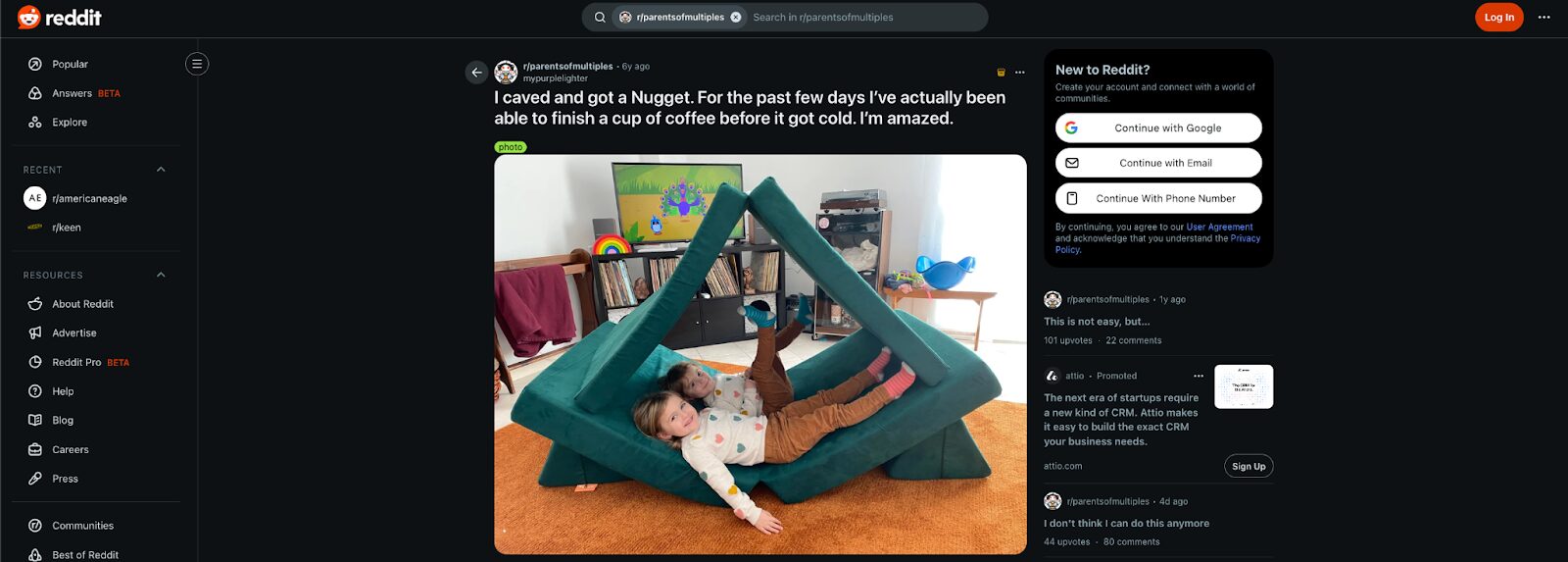 Reddit post about Nugget