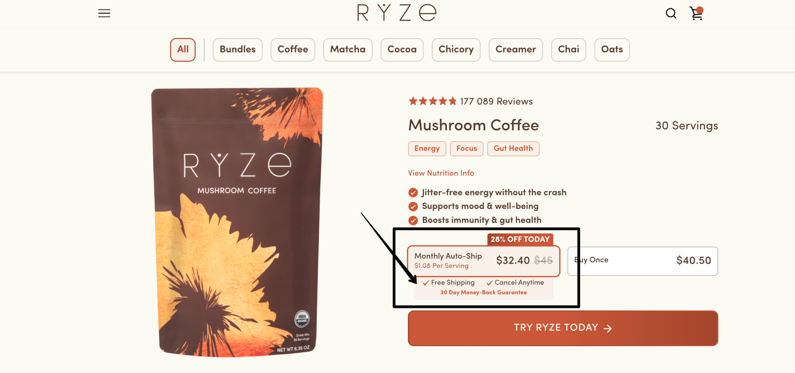 Ryze's subscription system.