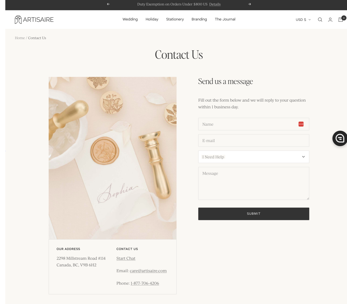 Website contact form