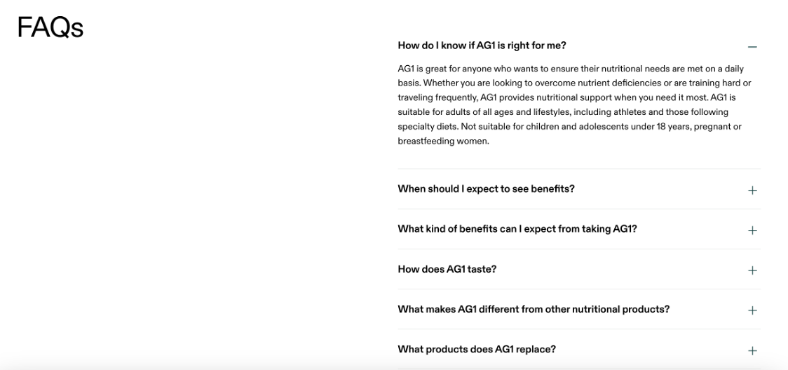 AG1 FAQs