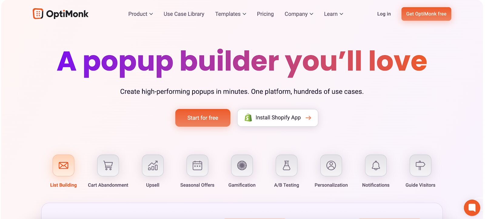 Create contextually relevant pop ups with AI powered OptiMonk.