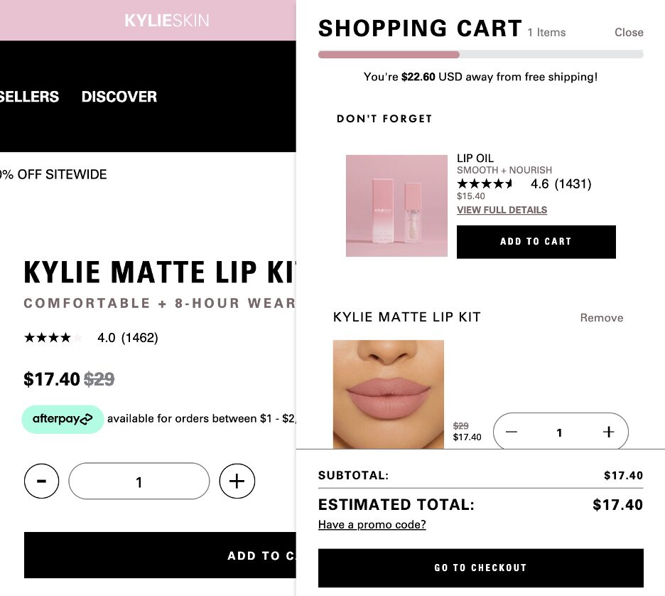 Kylie Cosmetics AI product recommendation
