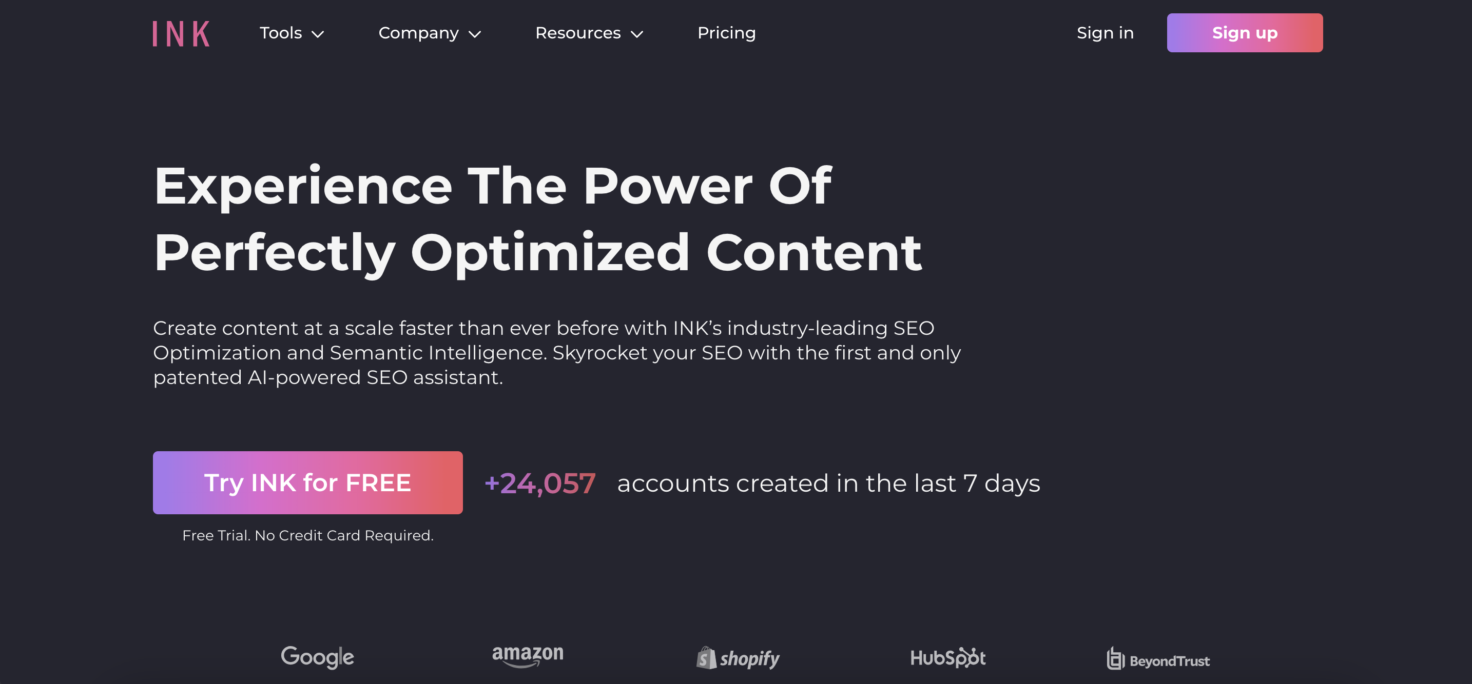 INK AI for SEO tool