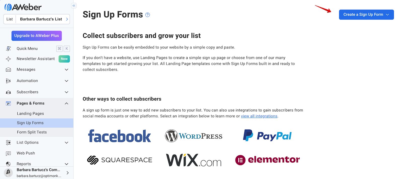 Create an Aweber form