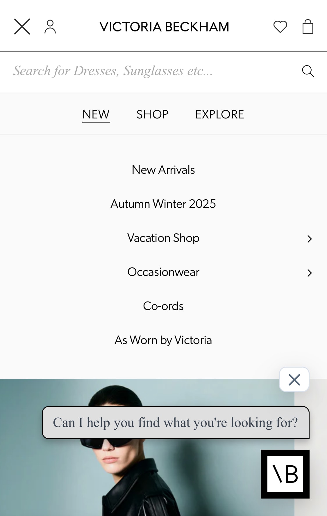 Ecommerce store Victoria Beckham has a clean and easy to desktop and mobile website.