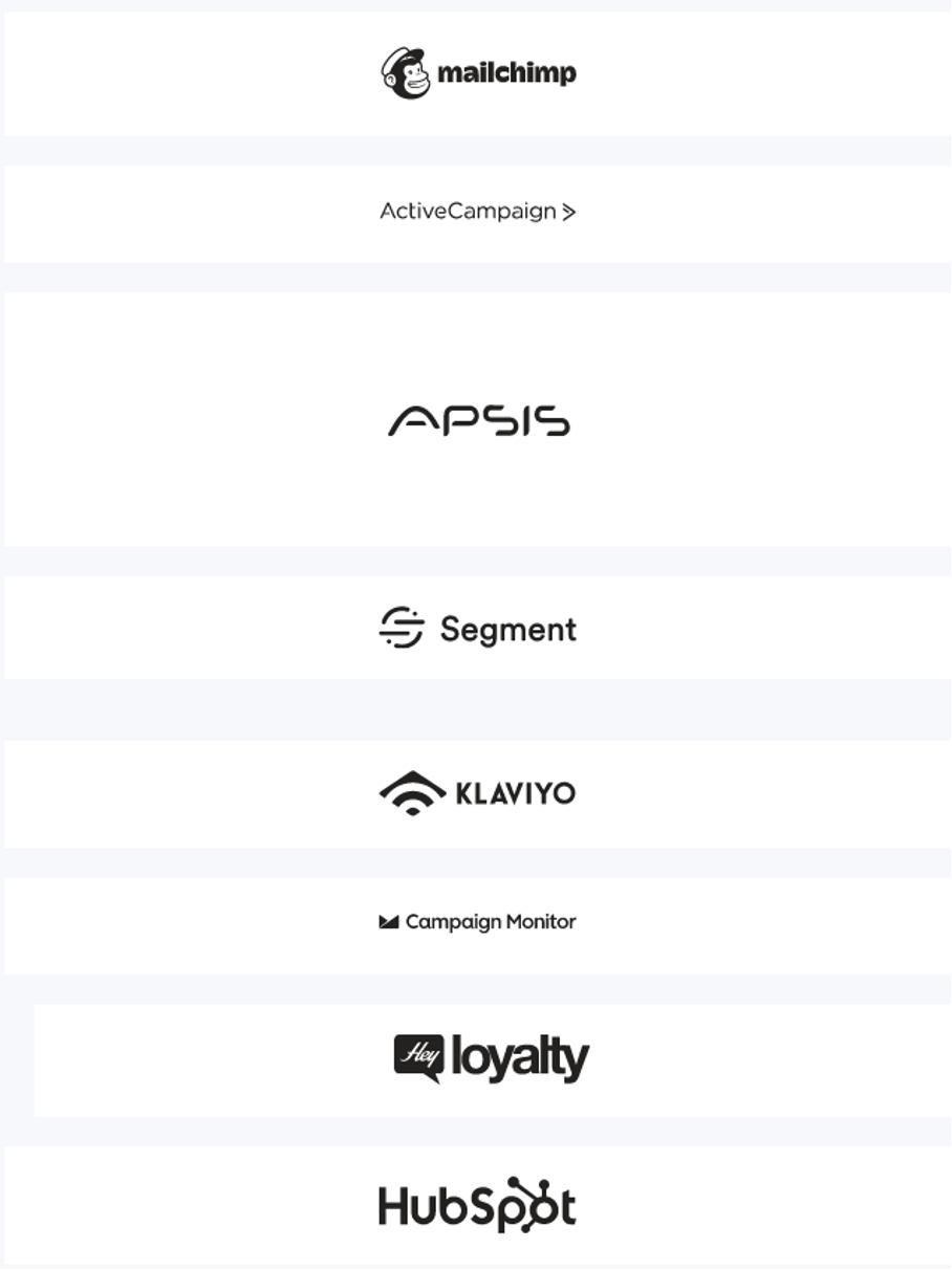 Some of Sleeknote’s integrations