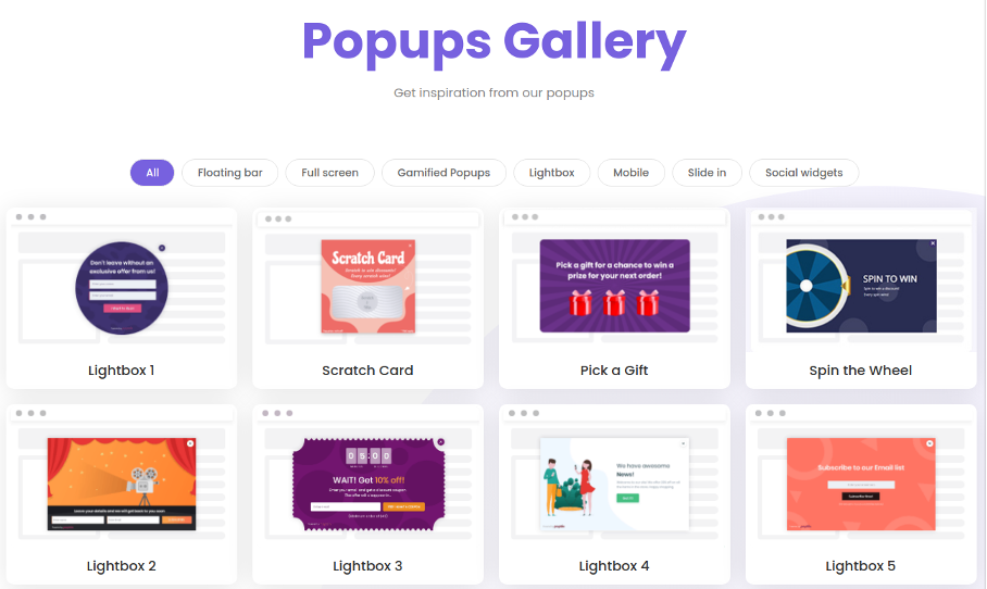 Poptin popups gallery