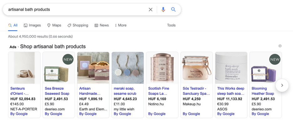 Google shopping ads example