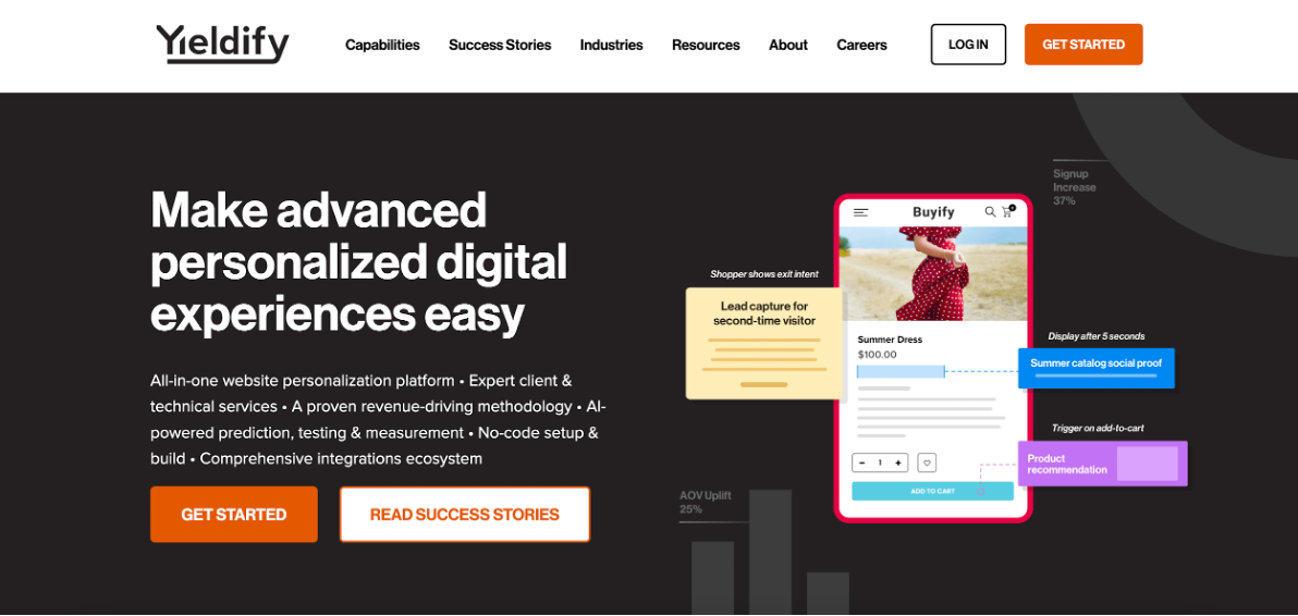 Yieldify, one of the best e-commerce personalization software
