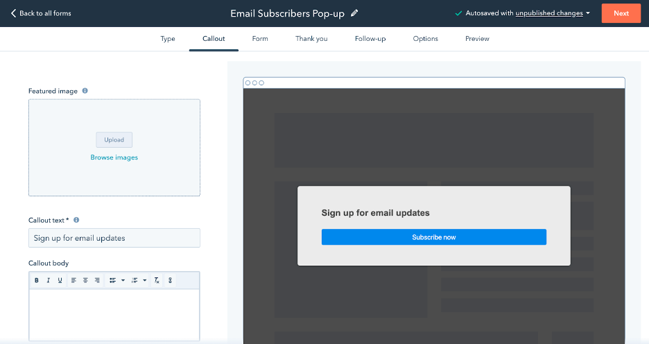 WordPress popup plugin by HubSpot