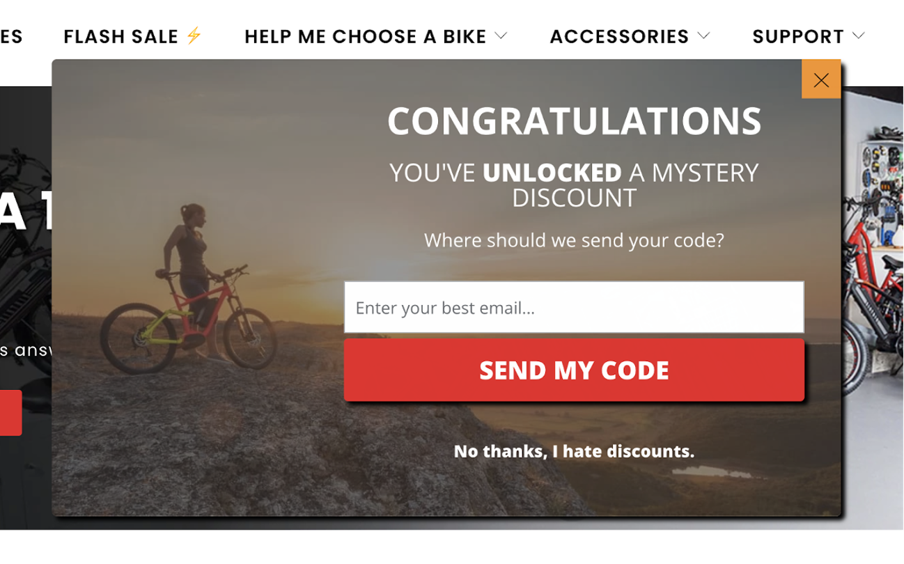 Biktrix's Trojan Horse pop-up first step is to new visitors is to provide their email address