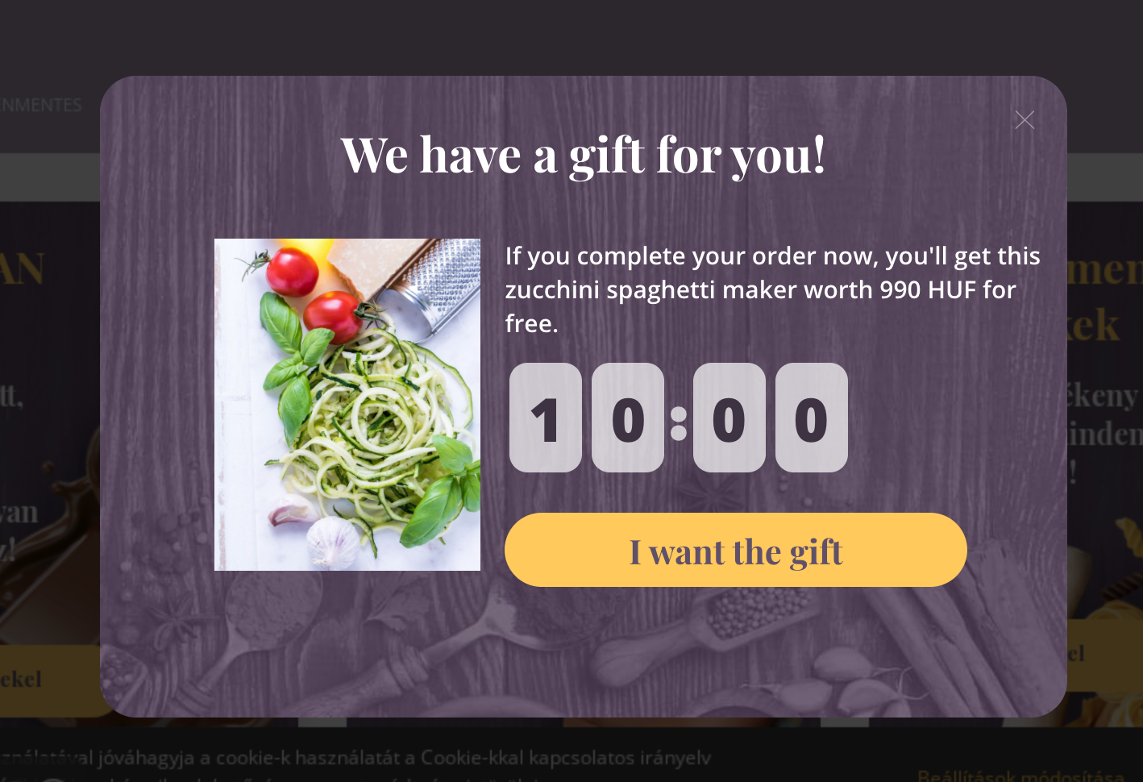 Gift on popup from a small business