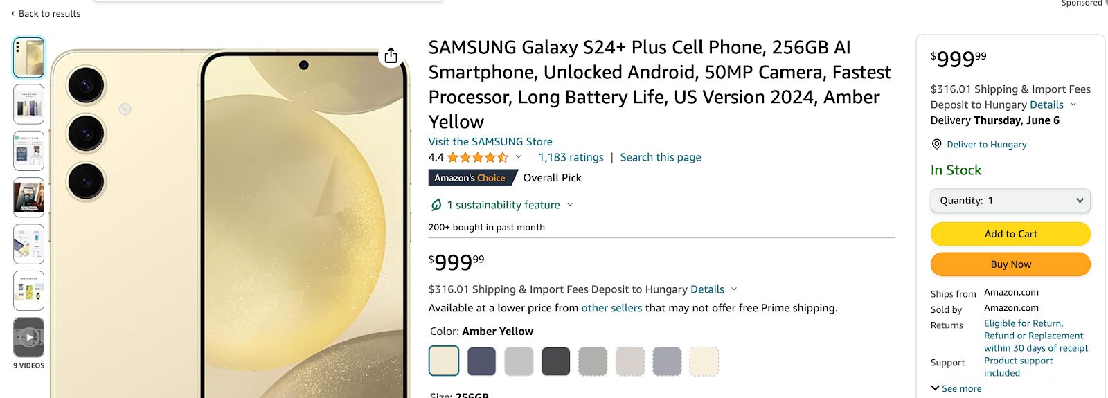 Samsung's cta color is also orange which has the most contrast on their white background.