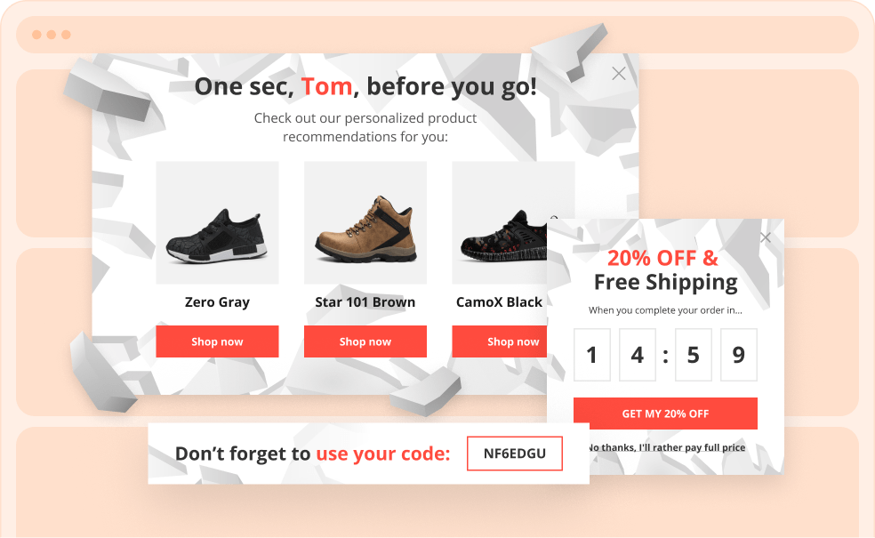 cart abandonment popup