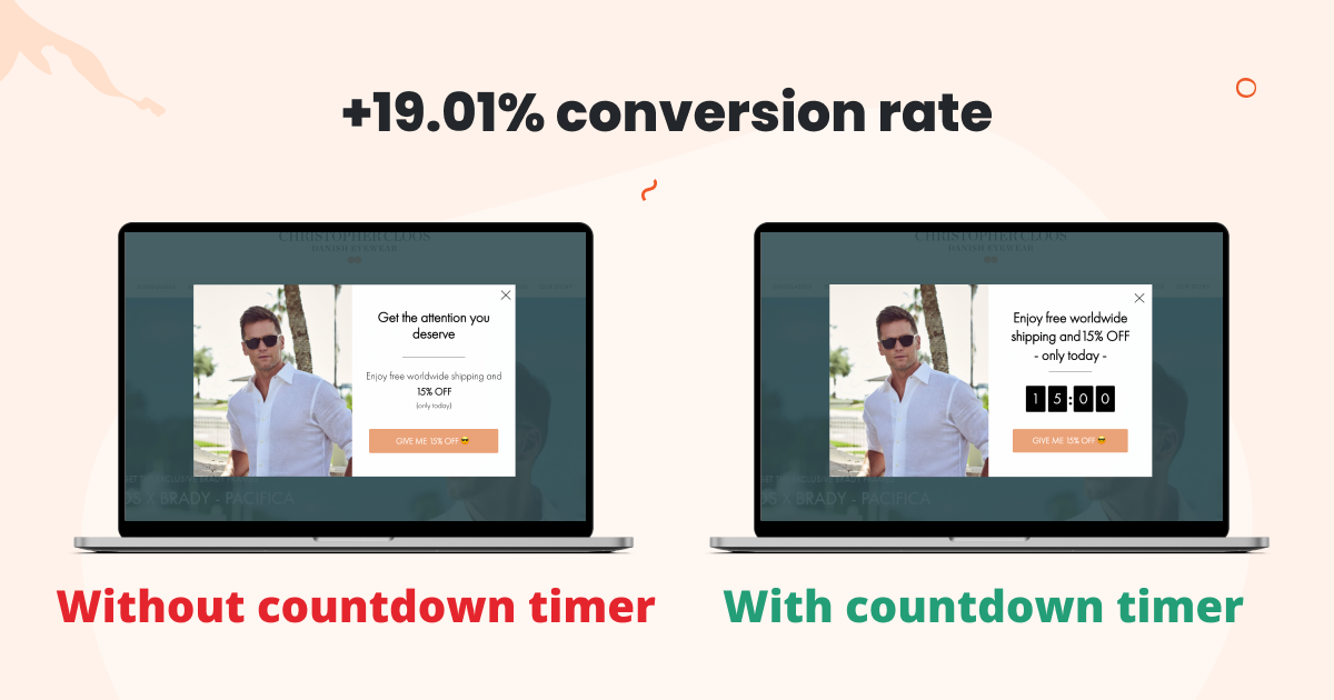 Product page abandonment popups with and without a countdown timer