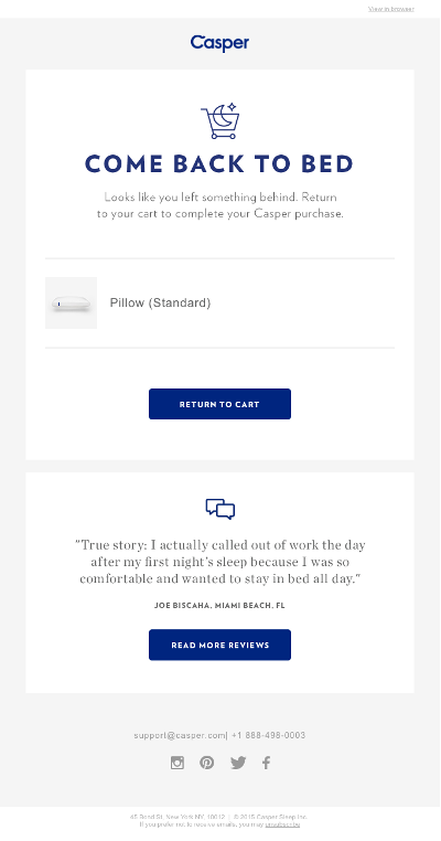 A Casper marketing email