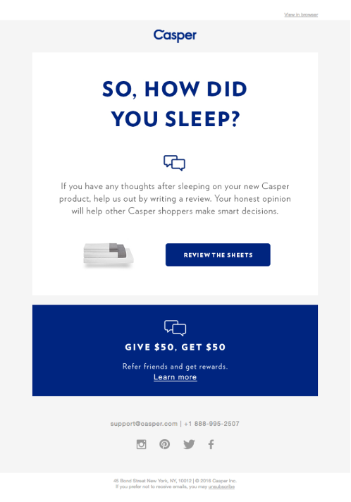 A Casper marketing email