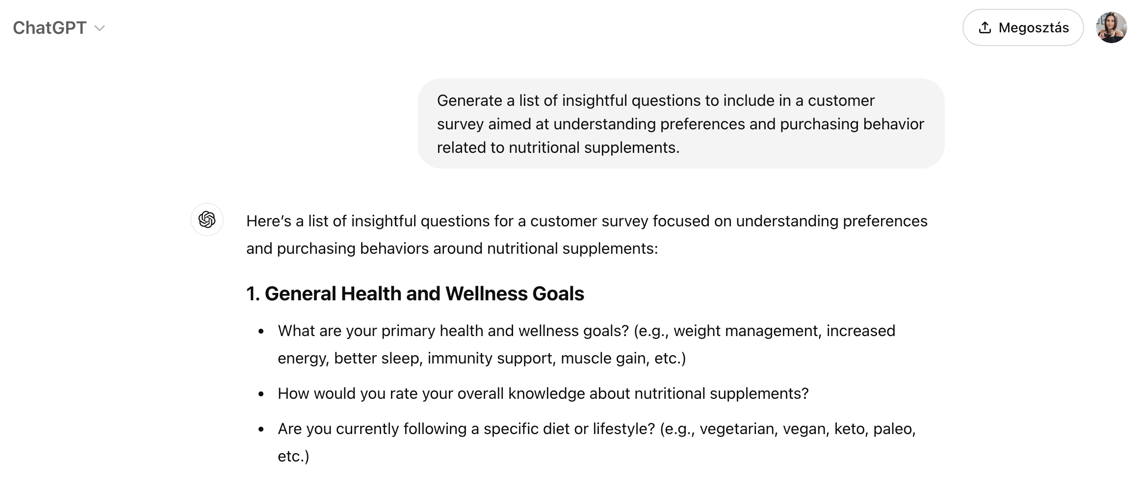 ChatGPT marketing prompt example