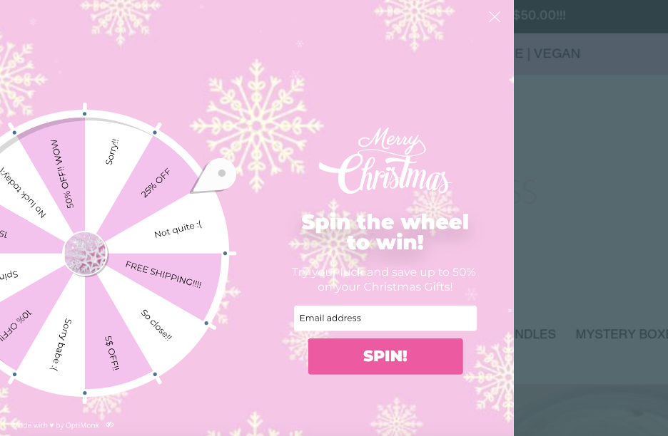 Holy Class Cosmetics’ lucky wheel Christmas popup