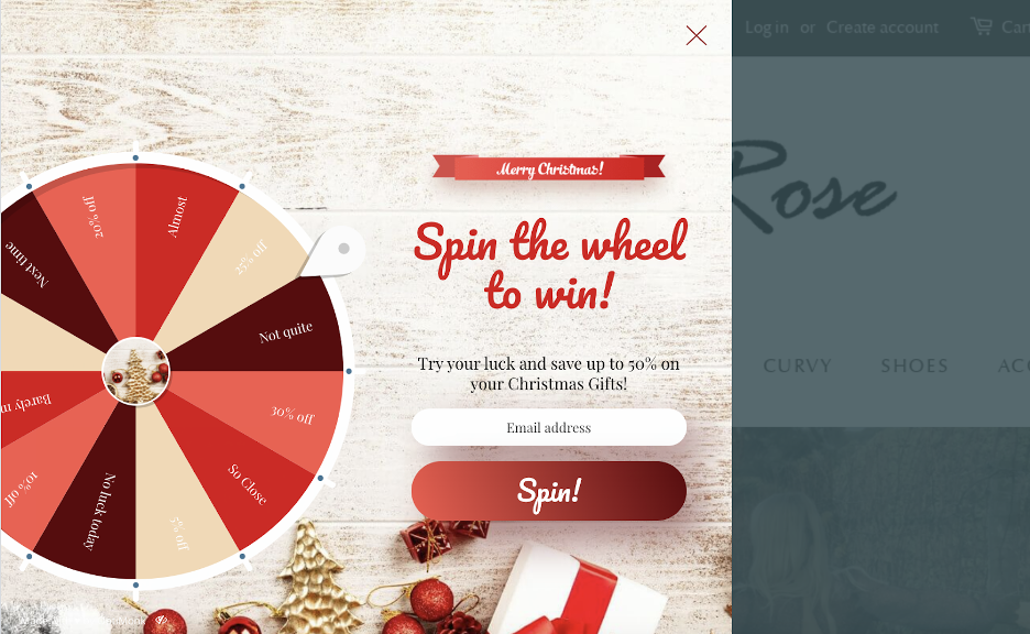 Vivian Rose Company’s lucky wheel Christmas popup