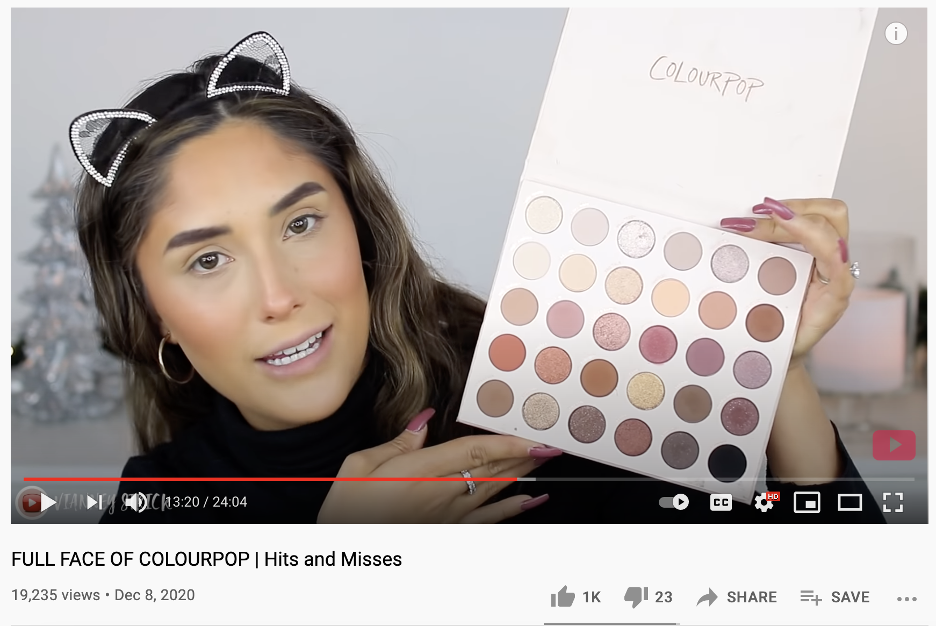 ColourPop product reviews on Youtube