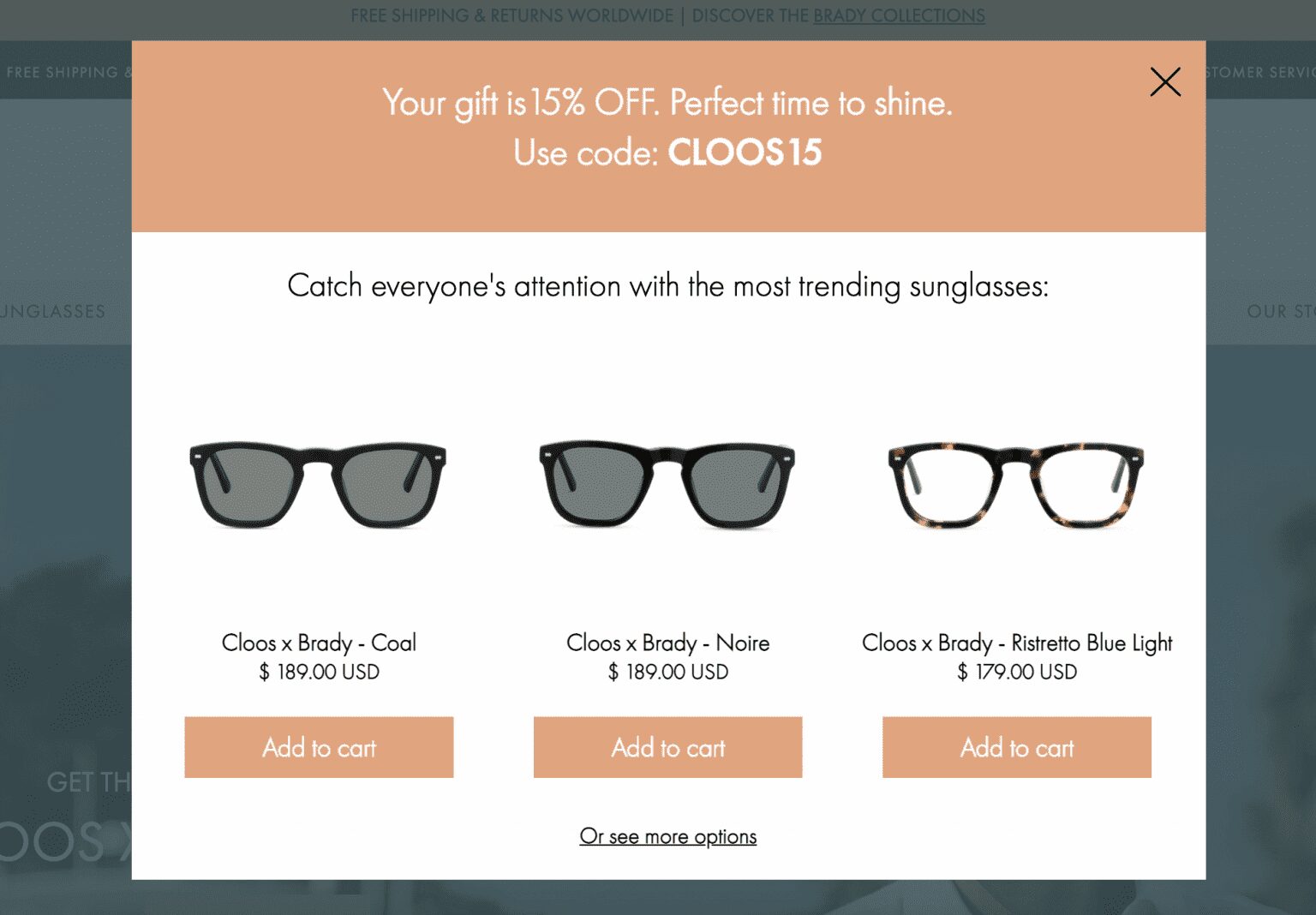 Multi-step pop-up offering product category options, followed by email opt-in and personalized product recommendations.