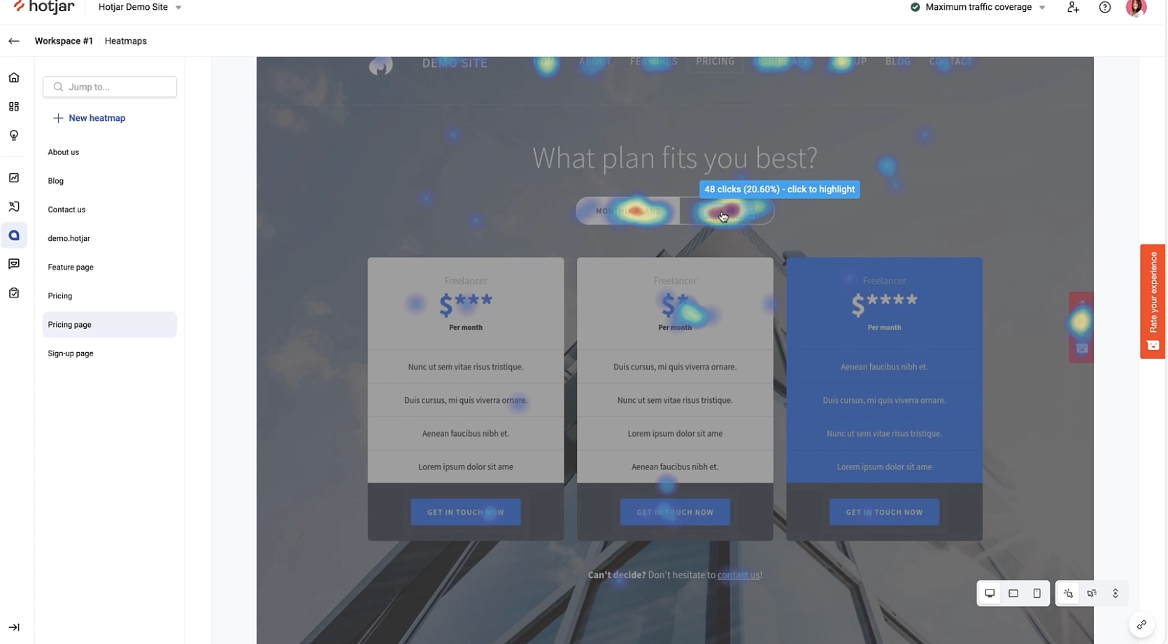 Track interactions per visit in Hotjar