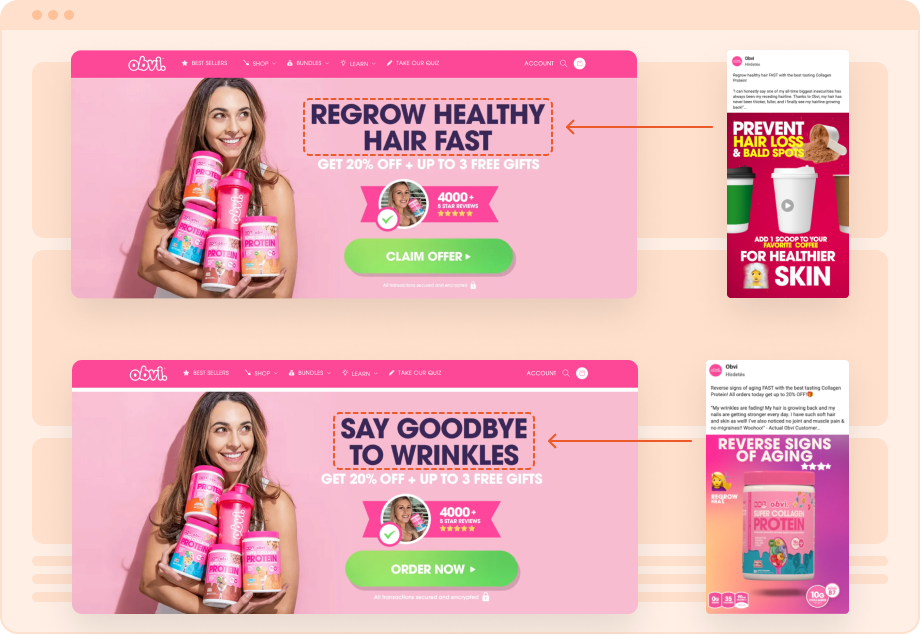 Your landing page conversion rates can drop by mismatching messages.