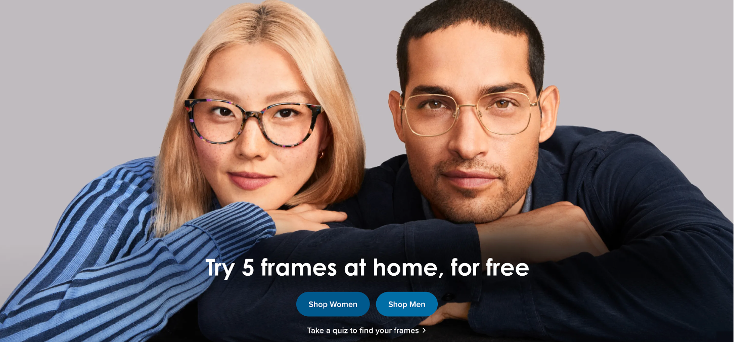 Warby Parker uses a benefit-driven headline to increase conversions