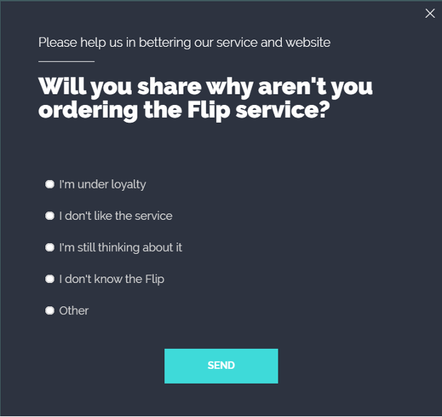 Flip feedback popup