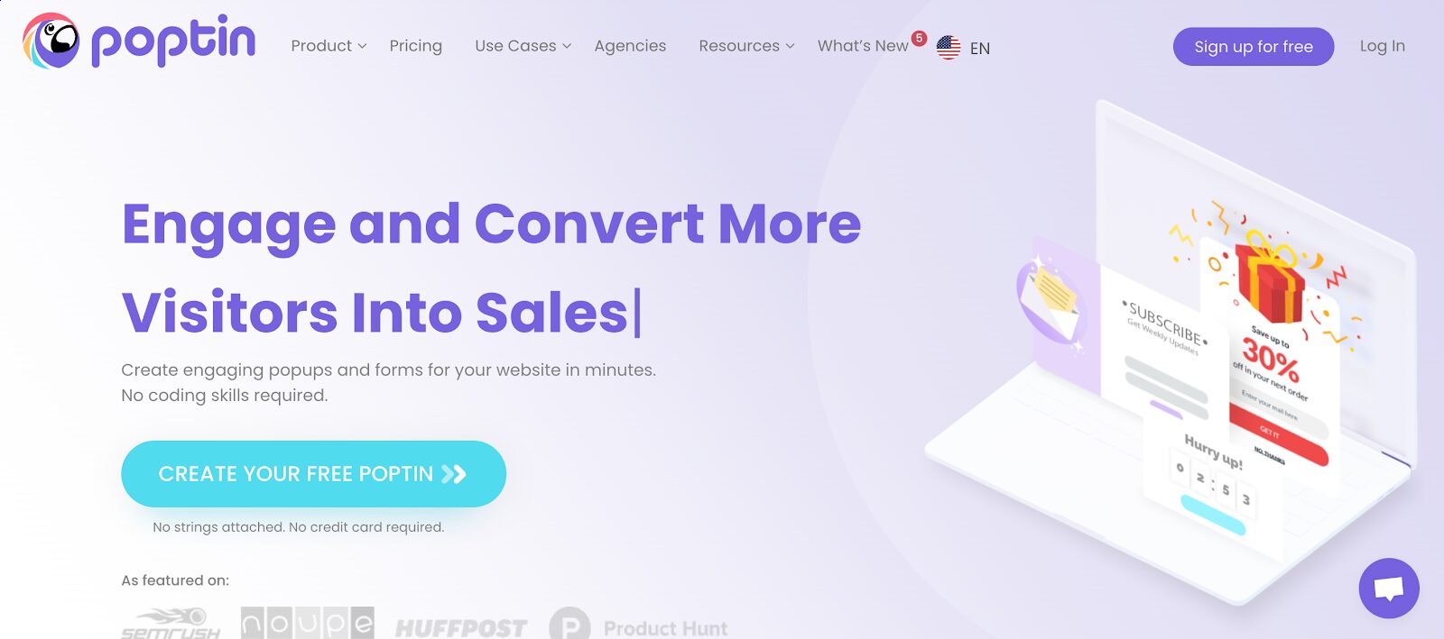 Drag-and-drop popup builder with autoresponder
