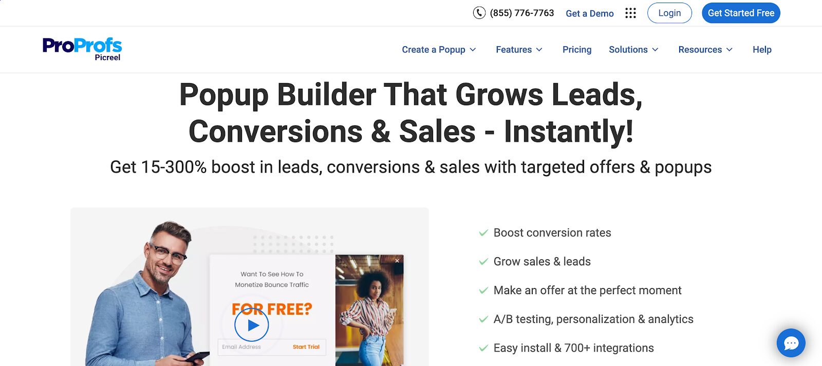 Exit-intent popup tool with smart targeting features