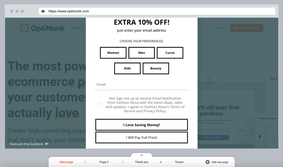 How to Copy the Popups of Top Ecommerce Brands Using OptiMonk copy fashion nova popup 05 - How to Copy the Popups of Top Ecommerce Brands Using OptiMonk