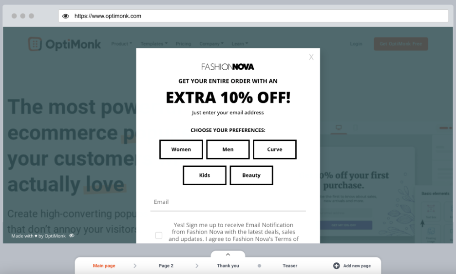 How to Copy the Popups of Top Ecommerce Brands Using OptiMonk copy fashion nova popup 06 - How to Copy the Popups of Top Ecommerce Brands Using OptiMonk