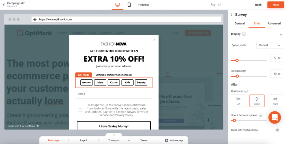 How to Copy the Popups of Top Ecommerce Brands Using OptiMonk copy fashion nova popup 07 - How to Copy the Popups of Top Ecommerce Brands Using OptiMonk