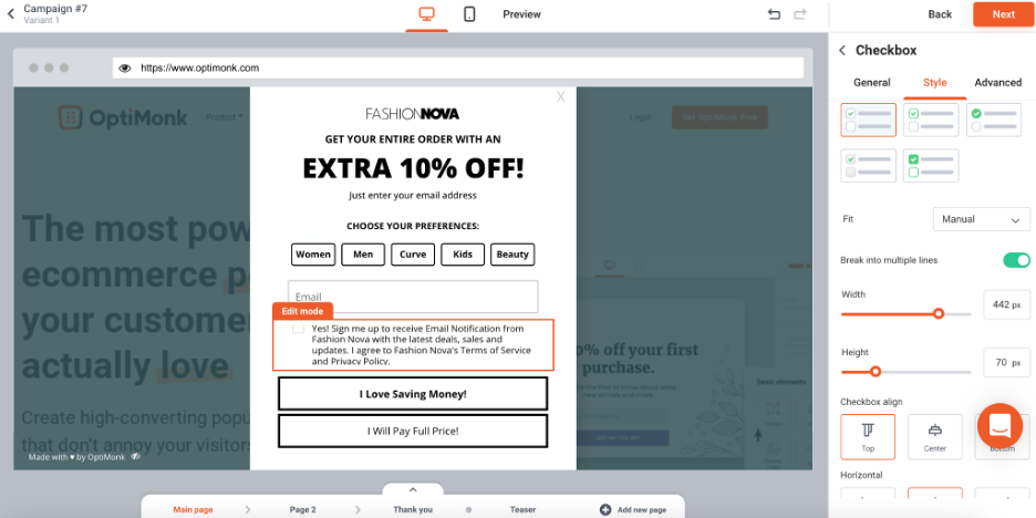 How to Copy the Popups of Top Ecommerce Brands Using OptiMonk copy fashion nova popup 08 - How to Copy the Popups of Top Ecommerce Brands Using OptiMonk