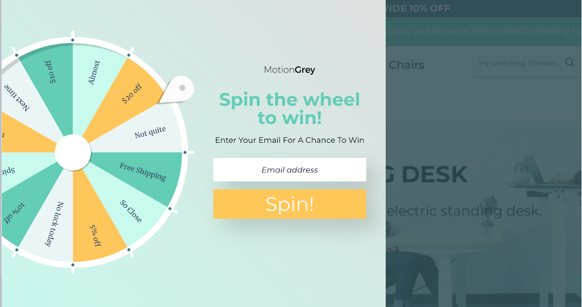 Motion Grey incorporated a touch of fun to their welcome popups.