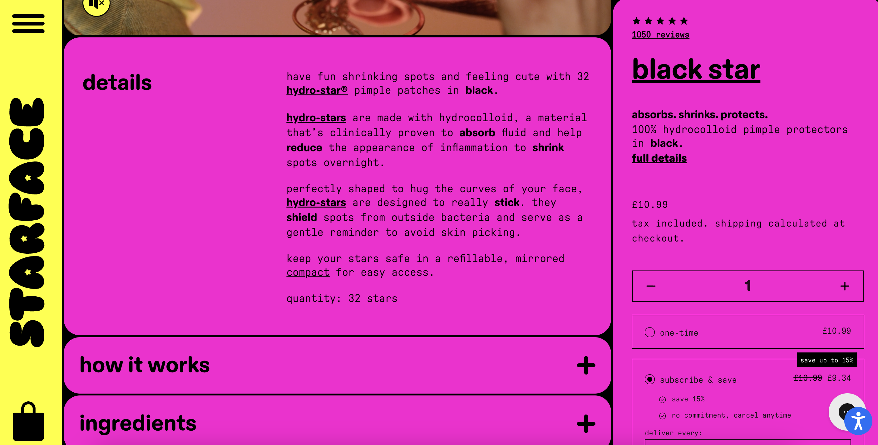 Starface product page: details