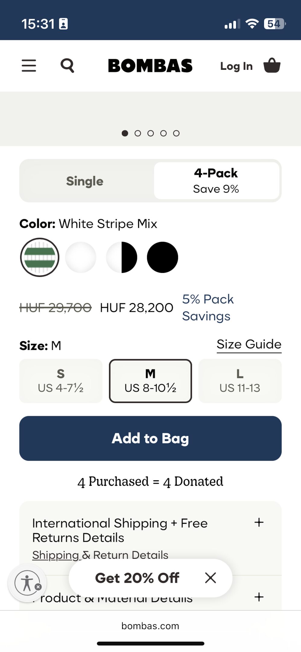 E-commerce website likes bombas makes the shopping experience effortless.